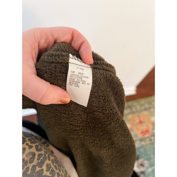 VINTAGE WOOLRICH FLEECE RIBBED CORDUROY GREEN BROWN PULLOVER MENS LARGE - Picture 6 of 8